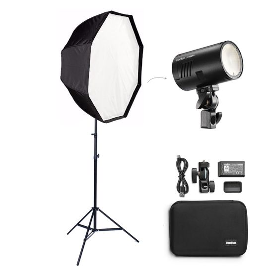Flash Compacto Godox Ad100 Pro Ttl Hss + Octabox + Tripé 2m Flash Compacto Godox Ad100 Pro Ttl Hss + Octabox + Tripé 2m