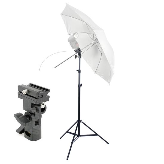 Kit Greika Suporte Para Flash + Sombrinha Branca + Tripé 2m Kit Greika Suporte Para Flash + Sombrinha Branca + Tripé 2m