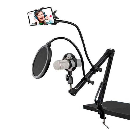 Kit Suporte Articulado De Mesa Para Microfone Condensador E Smartphone Kit Suporte Articulado De Mesa Para Microfone Condensador E Smartphone
