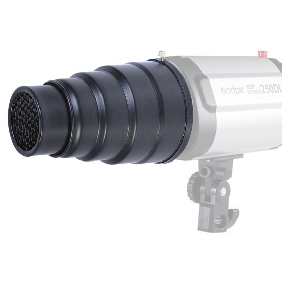 Cone Snoot Com Colmeia Para Tocha Godox 250di E K150a Cone Snoot Com Colmeia Para Tocha Godox 250di E K150a