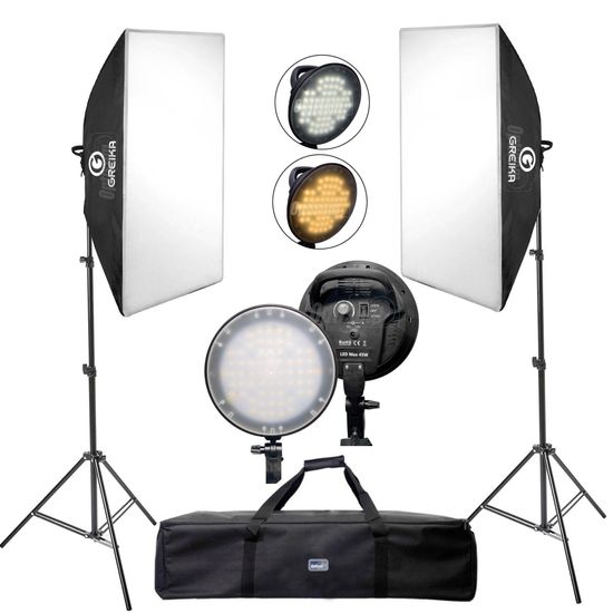 Softbox Luz Led Foto E Vídeo Bicolor Greika Led Max 45 Duplo Softbox Luz Led Foto E Vídeo Bicolor Greika Led Max 45 Duplo