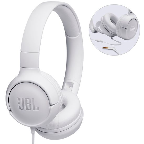 Fone De Ouvido Jbl Tune 500 Com Fio E Microfone - Branco Fone De Ouvido Jbl Tune 500 Com Fio E Microfone - Branco