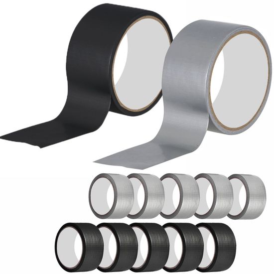 Combo 10 Fitas Silver Tape Cinza E Preta 50mm X 10m Reforçada