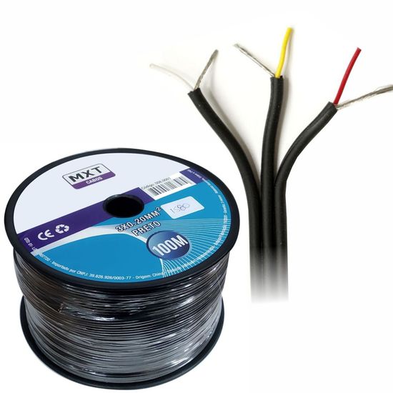 Cabo De Áudio E Vídeo Blindado 3 Vias Stereo Rca 100m Cabo De Áudio E Vídeo Blindado 3 Vias Stereo Rca 100m