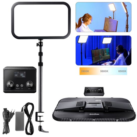 Kit Painel Iluminador Led ESKIT Godox Bicolor + Suporte de Mesa 50W Com Controle dimmer