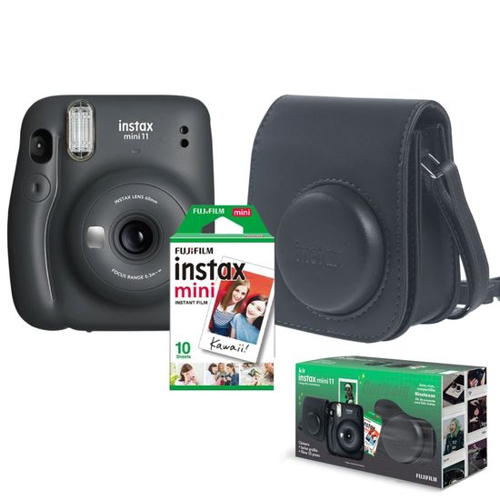 Kit Câmera Fujifilm Instax Mini 11 Grafite + Pack 10 Filmes + Bolsa Grafite Kit Câmera Fujifilm Instax Mini 11 Grafite + Pack 10 Filmes + Bolsa Grafite