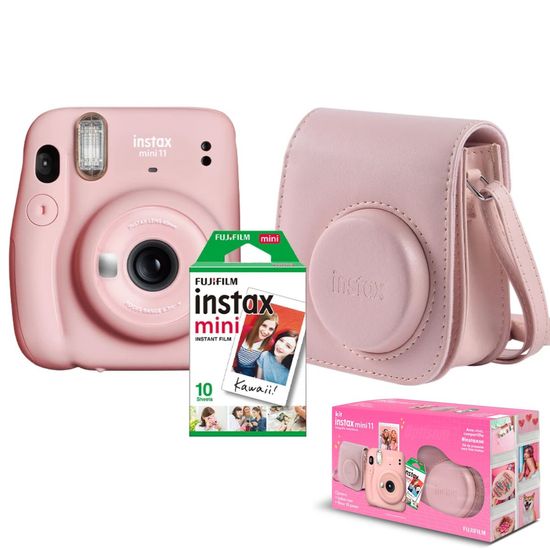 Kit Câmera Fujifilm Instax Mini 11 Rosa + Pack 10 Filmes + Bolsa Rosa Kit Câmera Fujifilm Instax Mini 11 Rosa + Pack 10 Filmes + Bolsa Rosa