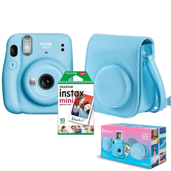 Kit Câmera Fujifilm Instax Mini 11 Azul + Pack 10 Filmes + Bolsa Azul Kit Câmera Fujifilm Instax Mini 11 Azul + Pack 10 Filmes + Bolsa Azul