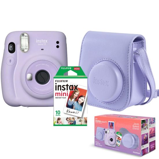 Kit Câmera Fujifilm Instax Mini 11 Lilás + Pack 10 Filmes + Bolsa Lilás Kit Câmera Fujifilm Instax Mini 11 Lilás + Pack 10 Filmes + Bolsa Lilás