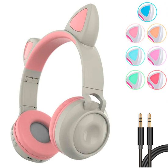 Fone Headfone De Gatinho Bluetooth Com Led Colorido - Pink Fone Headfone De Gatinho Bluetooth Com Led Colorido - Pink