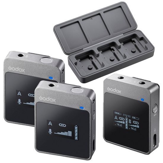 Microfone Lapela Duplo Sem Fio Godox Movelink M2 + Estojo Magnético De Recarga Microfone Lapela Duplo Sem Fio Godox Movelink M2 + Estojo Magnético De Recarga