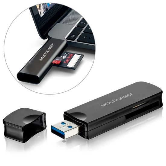 Leitor De Cartão Sd/sdhc/sdxc/micro Sd 480mbs Usb 3.0 - Multilaser Ac290 Leitor De Cartão Sd/sdhc/sdxc/micro Sd 480mbs Usb 3.0 - Multilaser Ac290