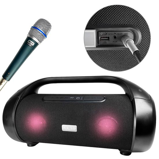 Caixa De Som Bluetooth Pulse Xplosion 500w + Microfone De Mão Mxt Para Festas Caixa De Som Bluetooth Pulse Xplosion 500w + Microfone De Mão Mxt Para Festas
