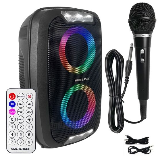 Caixa De Som Sem Fio Bluetooth 250w Rms Multilaser Neon 2 Sp400 + Microfone Cabo 3m Caixa De Som Sem Fio Bluetooth 250w Rms Multilaser Neon 2 Sp400 + Microfone Cabo 3m
