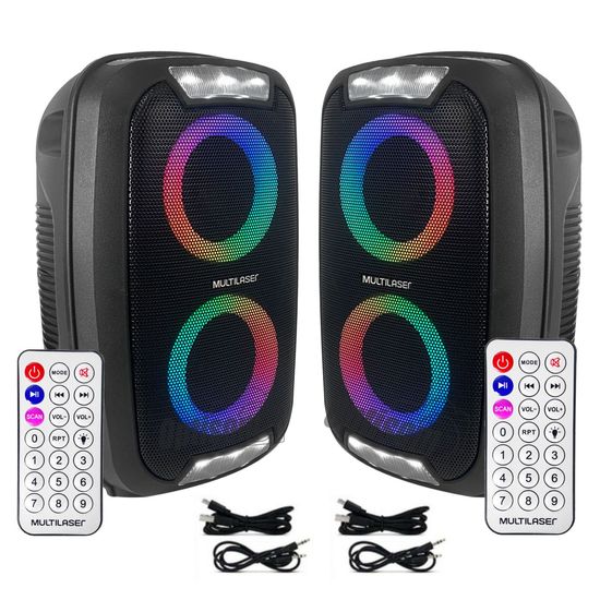 Kit 2 Caixas De Som Sem Fio Bluetooth 250w Rms Tws Multilaser Neon 2 Sp400 Kit 2 Caixas De Som Sem Fio Bluetooth 250w Rms Tws Multilaser Neon 2 Sp400
