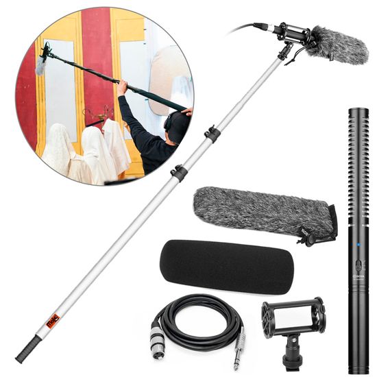 Kit Vara De Boom Mako 160cm + Microfone Shotgun Boya By6060 + Cabo Xlr P10 5 Metros Kit Vara De Boom Mako 160cm + Microfone Shotgun Boya By6060 + Cabo Xlr P10 5 Metros