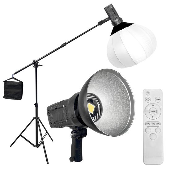 Kit Estúdio Iluminador Led Luz Fria 200w Tripé Girafa 3m + Softbox Lanterna Kit Estúdio Iluminador Led Luz Fria 200w Tripé Girafa 3m + Softbox Lanterna