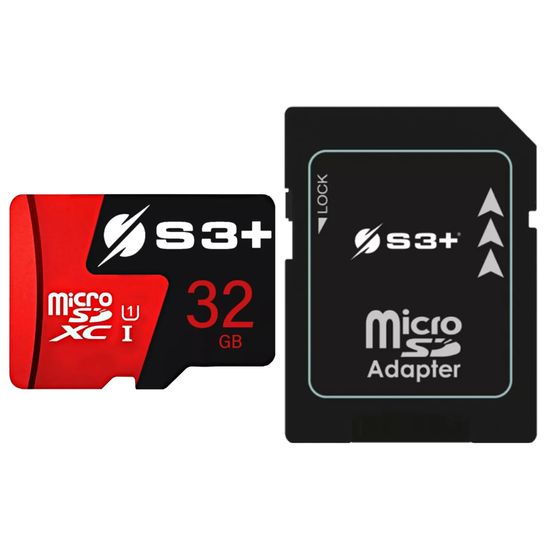 Cartão De Memória S3+ Micro Sd 32gb 4k Classe 10 Uhs-i + Adaptador Sd Cartão De Memória S3+ Micro Sd 32gb 4k Classe 10 Uhs-i + Adaptador Sd
