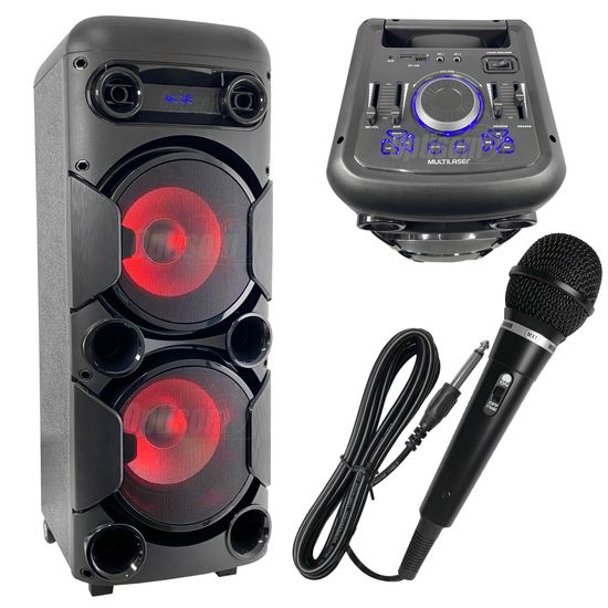 Caixa De Som Bluetooth Multilaser 900w Rms Sp380 + Microfone De Mão Caixa De Som Bluetooth Multilaser 900w Rms Sp380 + Microfone De Mão