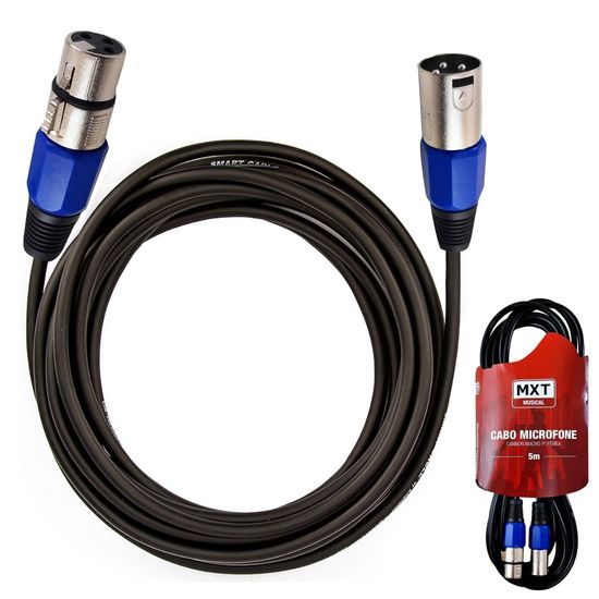 Cabo De Microfone Balanceado Xlr Macho Femea Mxt - 5m Cabo De Microfone Balanceado Xlr Macho Femea Mxt - 5m