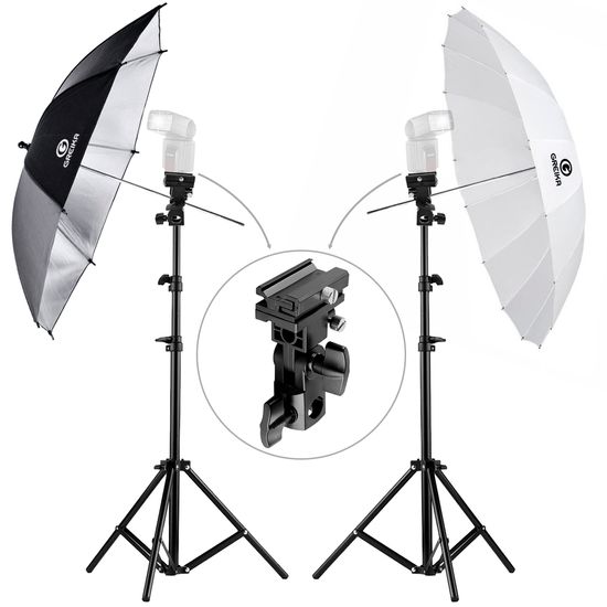 Kit Sombrinha Rebatedora + Difusora Branca Para Flash - Greika 101 Cm Kit Sombrinha Rebatedora + Difusora Branca Para Flash - Greika 101 Cm