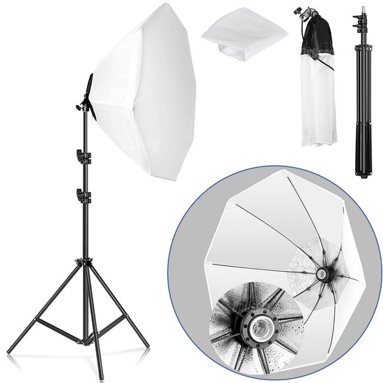 Kit De Iluminação Contínua Softbox Octagonal 70cm Com Soquete Simples + Tripé 2 Metros Kit De Iluminação Contínua Softbox Octagonal 70cm Com Soquete Simples + Tripé 2 Metros