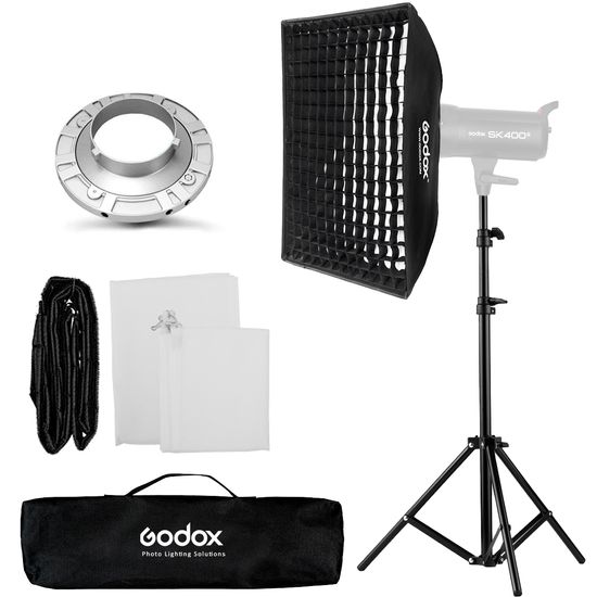 Softbox Bowens Com Grid Colmeia Godox 60x90cm Para Flash Tocha + Tripé 2,4 metros Softbox Bowens Com Grid Colmeia Godox 60x90cm Para Flash Tocha + Tripé 2,4 metros