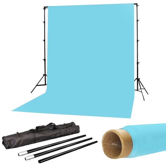 Fundo Infinito Fotográfico Azul Claro 2x5 M De Papel Com Suporte Tripé Fundo Infinito Fotográfico Azul Claro 2x5 M De Papel Com Suporte Tripé