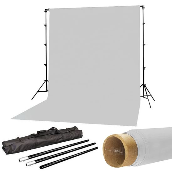 Fundo Infinito Fotográfico Cinza Claro 2x5 M De Papel Com Suporte Tripé Fundo Infinito Fotográfico Cinza Claro 2x5 M De Papel Com Suporte Tripé