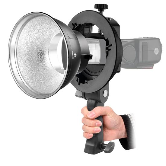 Suporte Flash Dedicado Speedlite S-type + Panela Refletora 18cm - Greika Suporte Flash Dedicado Speedlite S-type + Panela Refletora 18cm - Greika