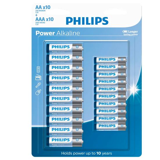 Kit De Pilhas Alcalinas Aa E Aaa Philips 1,5v - 20 Unidades Kit De Pilhas Alcalinas Aa E Aaa Philips 1,5v - 20 Unidades