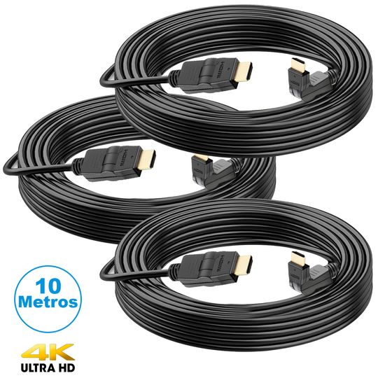 Kit 3 Cabos Hdmi Articulável De 10m 2.0 4k Ultra Hd - Mxt Kit 3 Cabos Hdmi Articulável De 10m 2.0 4k Ultra Hd - Mxt