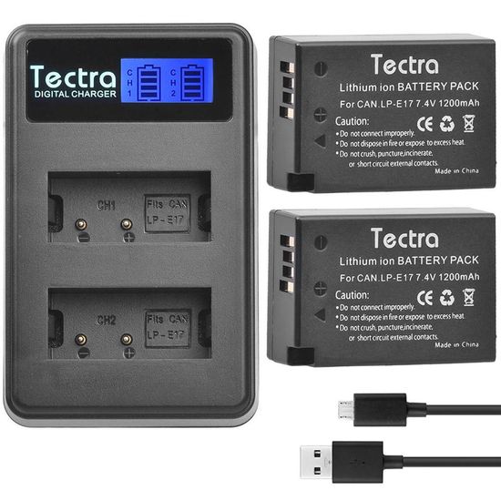 Kit Carregador Duplo + 2 Baterias Lpe17 Para Rebel Sl2, Sl3, Rp - Tectra Kit Carregador Duplo + 2 Baterias Lpe17 Para Rebel Sl2, Sl3, Rp - Tectra