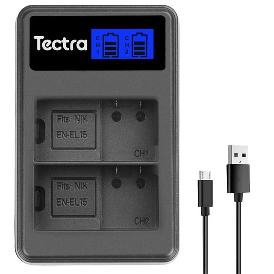 Carregador Duplo Tectra Para Baterias Enel15 D600 D610 D750 D850 Carregador Duplo Tectra Para Baterias Enel15 D600 D610 D750 D850