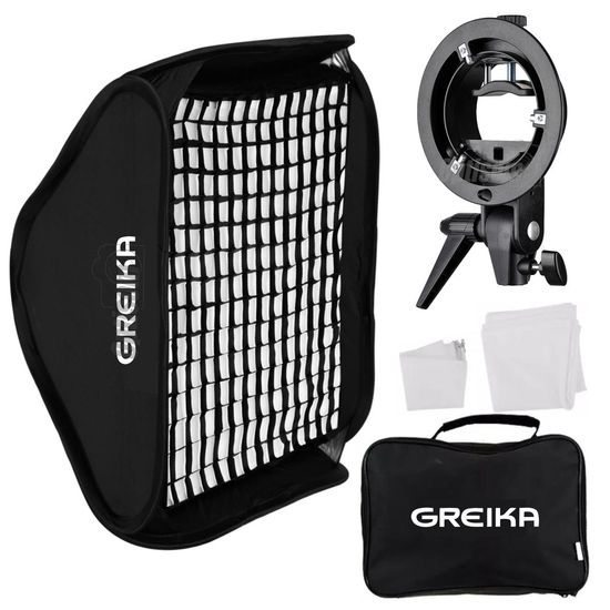 Softbox Com Grid 60x60 Cm Greika Para Flash Speedlight Canon Nikon Sony Godox Yongnuo