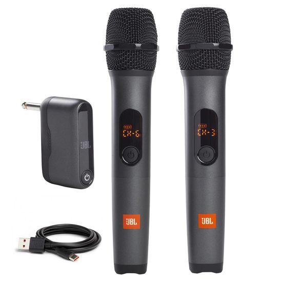 Microfone De Mão Duplo Jbl Sem Fio Profissional Cardioide Micbr2 - Até 6 Horas Microfone De Mão Duplo Jbl Sem Fio Profissional Cardioide Micbr2 - Até 6 Horas
