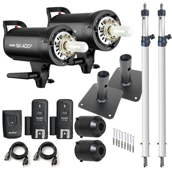 Kit 2 Flash Estúdio Godox SK400II 110V com Rádio Flash e Kit 2 Flash Estúdio Godox SK400II 110V com Rádio Flash e