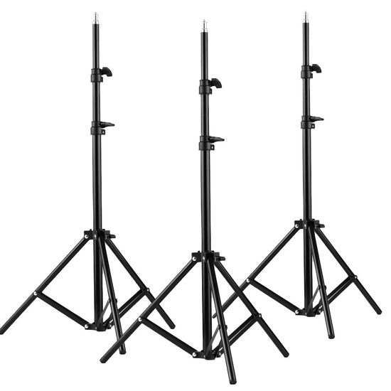 Kit Tripés De Iluminação Greika 2 Metros Para Ring Light E Softbox - 3 Peças Kit Tripés De Iluminação Greika 2 Metros Para Ring Light E Softbox - 3 Peças