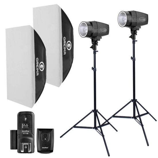 Kit Flash Estúdio Argos Godox 300W 220V Softbox 50x70 com Radio Flash Kit Flash Estúdio Argos Godox 300W 220V Softbox 50x70 com Radio Flash