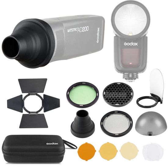 Kit Acessórios Godox Ak-r1 Para Flash Ad200 V1 + Estojo Rígido