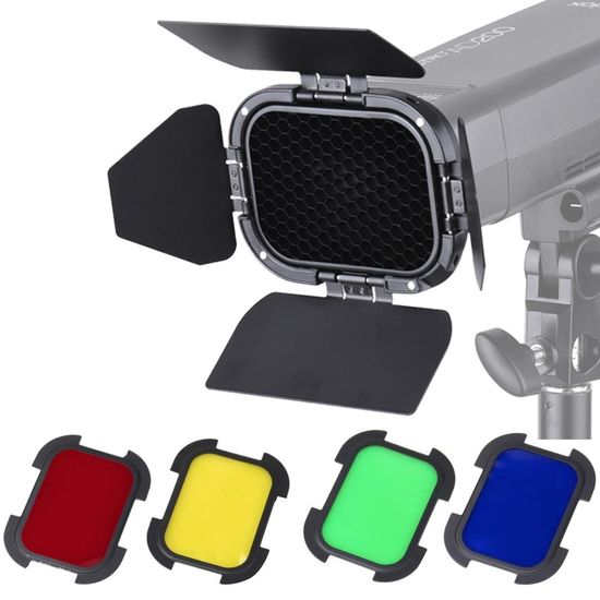 Kit Abas Grid Colmeia E Gelatinas Godox Bd-07 Para Flash Ad200 Pro