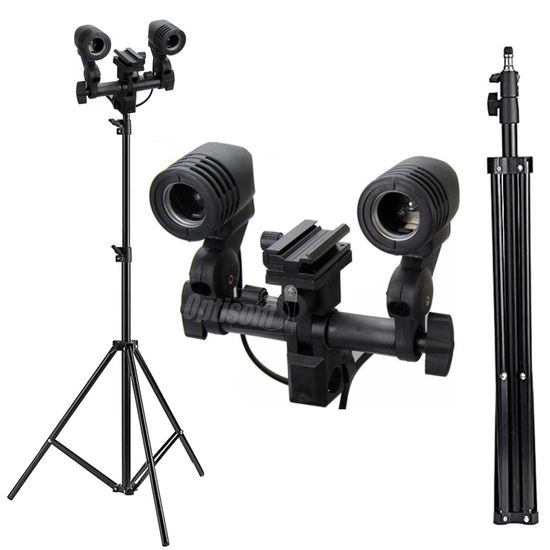 Kit Bocal Duplo Para Lampadas E Flash + Suporte Tripé Kit Bocal Duplo Para Lampadas E Flash + Suporte Tripé