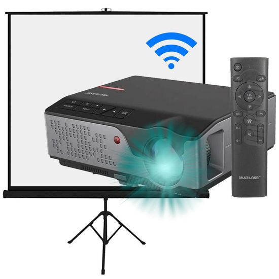 Projetor Wifi Multilaser Pj004 4500 Lumens Hdmi Usb + Telão Retrátil 1,80m Projetor Wifi Multilaser Pj004 4500 Lumens Hdmi Usb + Telão Retrátil 1,80m