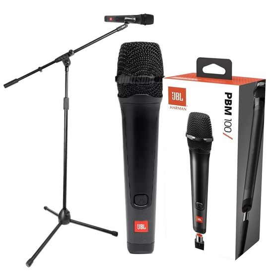 Microfone De Mão Jbl Pbm100 Cabo P10 3m Com Suporte Pedestal Microfone De Mão Jbl Pbm100 Cabo P10 3m Com Suporte Pedestal