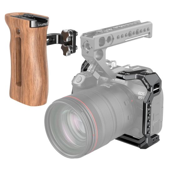 Cage Gaiola Smallrig Para Canon Eos R5 E Eos R6 Com Alça De Madeira Cage Gaiola Smallrig Para Canon Eos R5 E Eos R6 Com Alça De Madeira