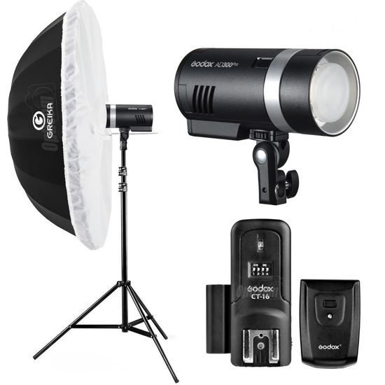 Kit Flash Ensaio Externo Godox Ad300pro Sombrinha 150cm Tripé E Rádio Flash Kit Flash Ensaio Externo Godox Ad300pro Sombrinha 150cm Tripé E Rádio Flash