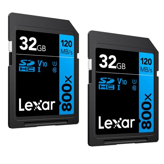 Kit 2 Cartão De Memória Lexar 32gb 120mb/s Sdhc Alta Performance 800x