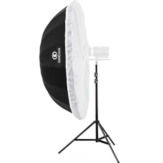 Sombrinha Com Capa Difusora 190cm Preta Prata Greika Com Tripé Robusto Sombrinha Com Capa Difusora 190cm Preta Prata Greika Com Tripé Robusto