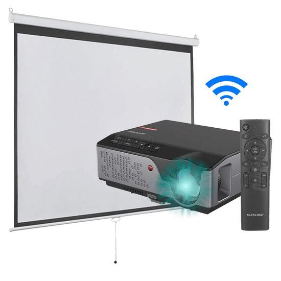 Kit Projetor Wifi Smart Screen Multilaser Pj004 4500 Lúmens + Telão Retrátil 97 Kit Projetor Wifi Smart Screen Multilaser Pj004 4500 Lúmens + Telão Retrátil 97
