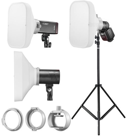 Softbox Difusor Para Flash Speedlite Redondo Retangular Godox Ml-cs1625 Com Tripé 2m Softbox Difusor Para Flash Speedlite Redondo Retangular Godox Ml-cs1625 Com Tripé 2m